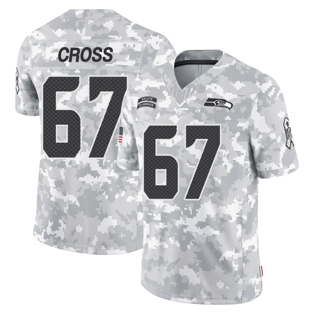 S.Seahawks #67 Charles Cross Player Arctic Camo Limited Salute To Service Home Game Gdoa Stitched Jerseys