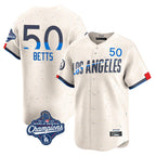 LA.Dodgers #50 Mookie Betts Player Cream World Series Meet City Connect Limited Home Fdoa Stitched Jerseys