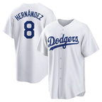 LA.Dodgers #8 Enrique Hern¨¢ndez Player White Game Home Fdoa Stitched Jerseys