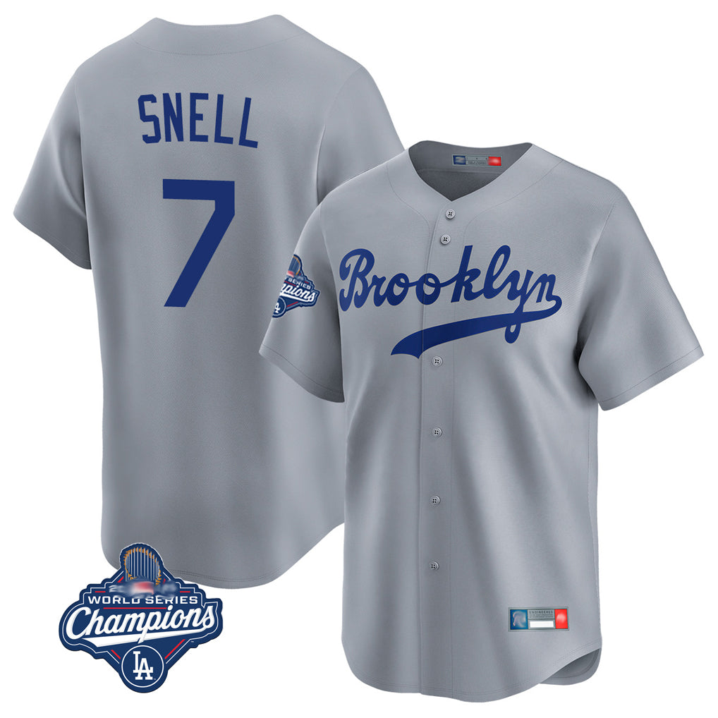 LA.Dodgers #7 Blake Snell Player Gray Game Limited World Series Meet Home Fdoa Stitched Jerseys