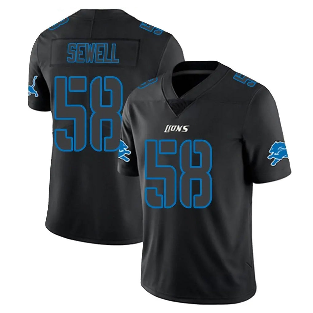 D.Lions #58 Penei Sewell Player Black Impact Limited Home Game Gdoa Stitched Jerseys