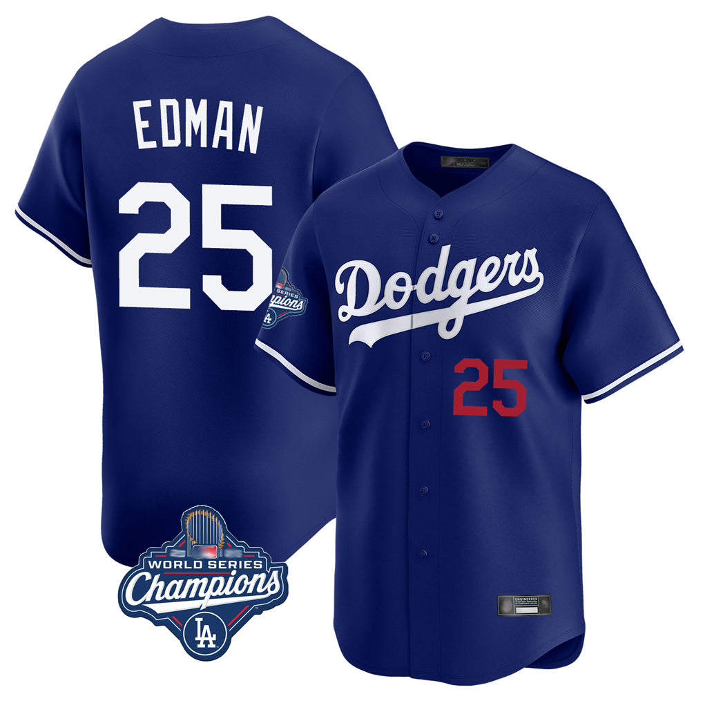 LA.Dodgers #25 Tommy Edman Player Royal World Series Meet Limited Home Fdoa Stitched Jerseys