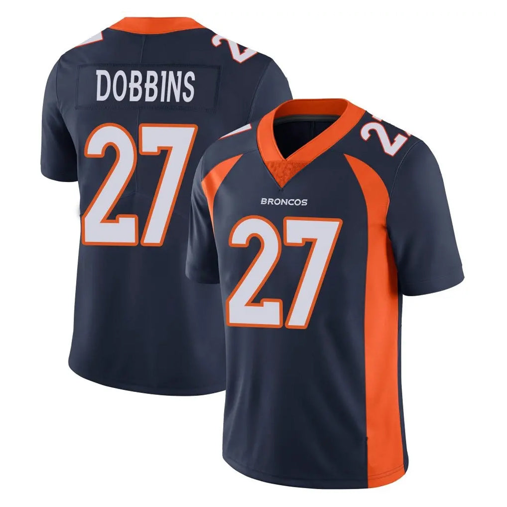 D.Broncos #27 J.K. Dobbins Player Navy Vapor Untouchable Limited Game Gdoa Stitched Jerseys