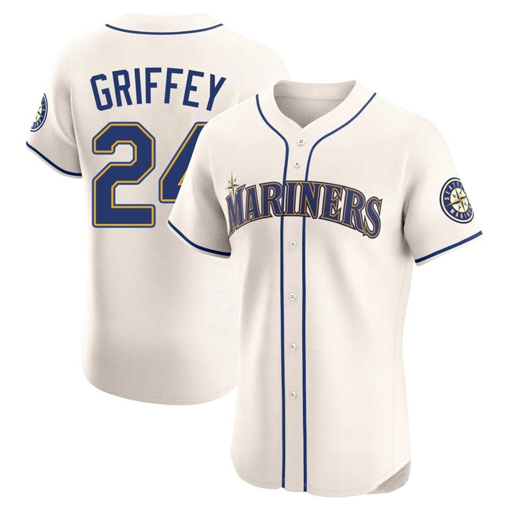 S.Mariners #24 Ken Griffey Jr Player Cream Home Limited Elite Fdoa Stitched Jerseys