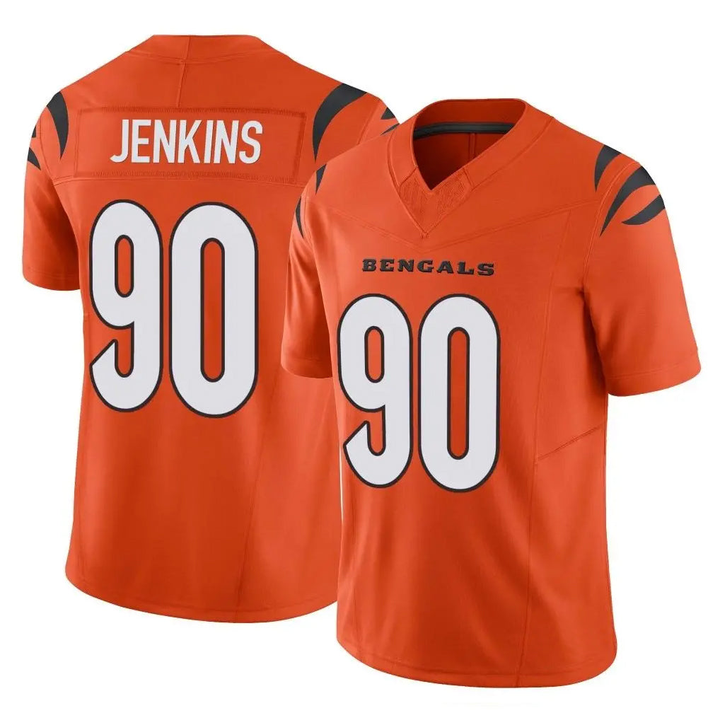 C.Bengals #90 Kris Jenkins Jr Player Orange Vapor F.U.S.E. Limited Home Game Gdoa Stitched Jerseys