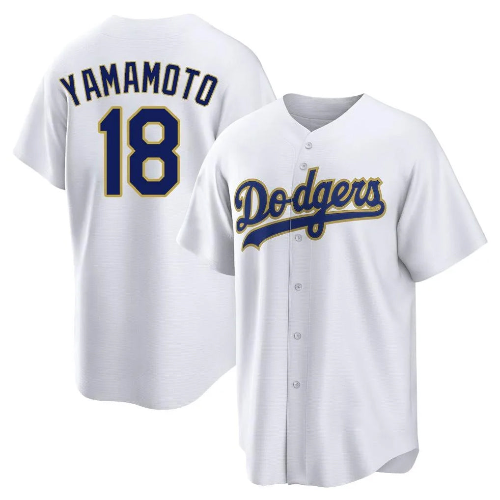 LA.Dodgers #18 Yoshinobu Yamamoto Player Gold White 2026 Collection Stadium Game Fdoa Stitched Jerseys