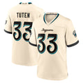 J.Jaguars #33 Bhayshul Tuten Player Natural 2026 Rivalries Collection Game Gdoa Stitched Jerseys
