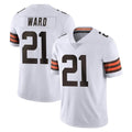 C.Browns #21 Denzel Ward Player White Vapor Untouchable Limited Home Game Gdoa Stitched Jerseys