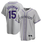 C.Rockies #15 Hunter Goodman Player Gray Game Home Gdoa Stitched Jerseys