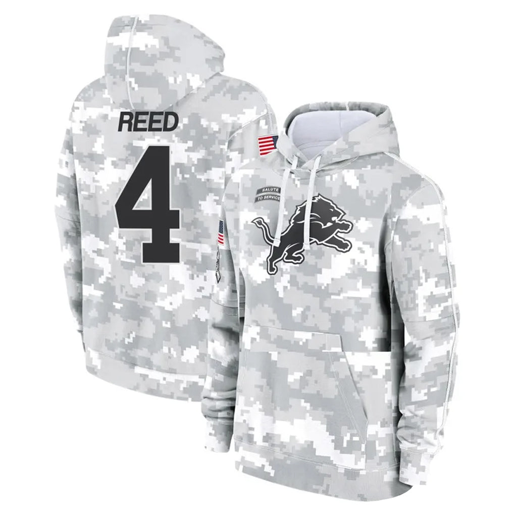 D.Lions #4 D.J. Reed Player Arctic Camo Salute to Service Hoodies Limited Game Gdoa Stitched Jerseys