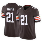 C.Browns #21 Denzel Ward Player Brown Vapor F.U.S.E. Limited Home Game Gdoa Stitched Jerseys