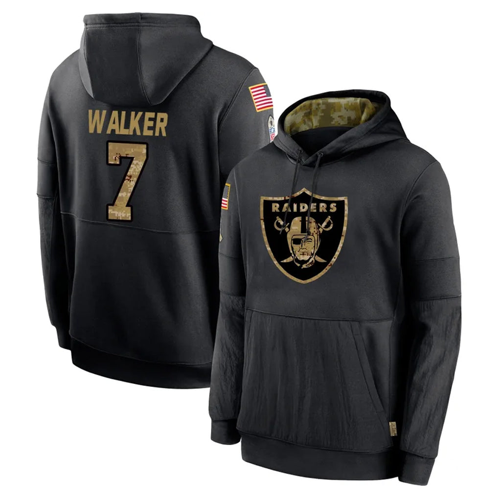 LV.Raiders #7 Quay Walker Player Black Salute to Service Hoodies Limited Game Gdoa Stitched Jerseys