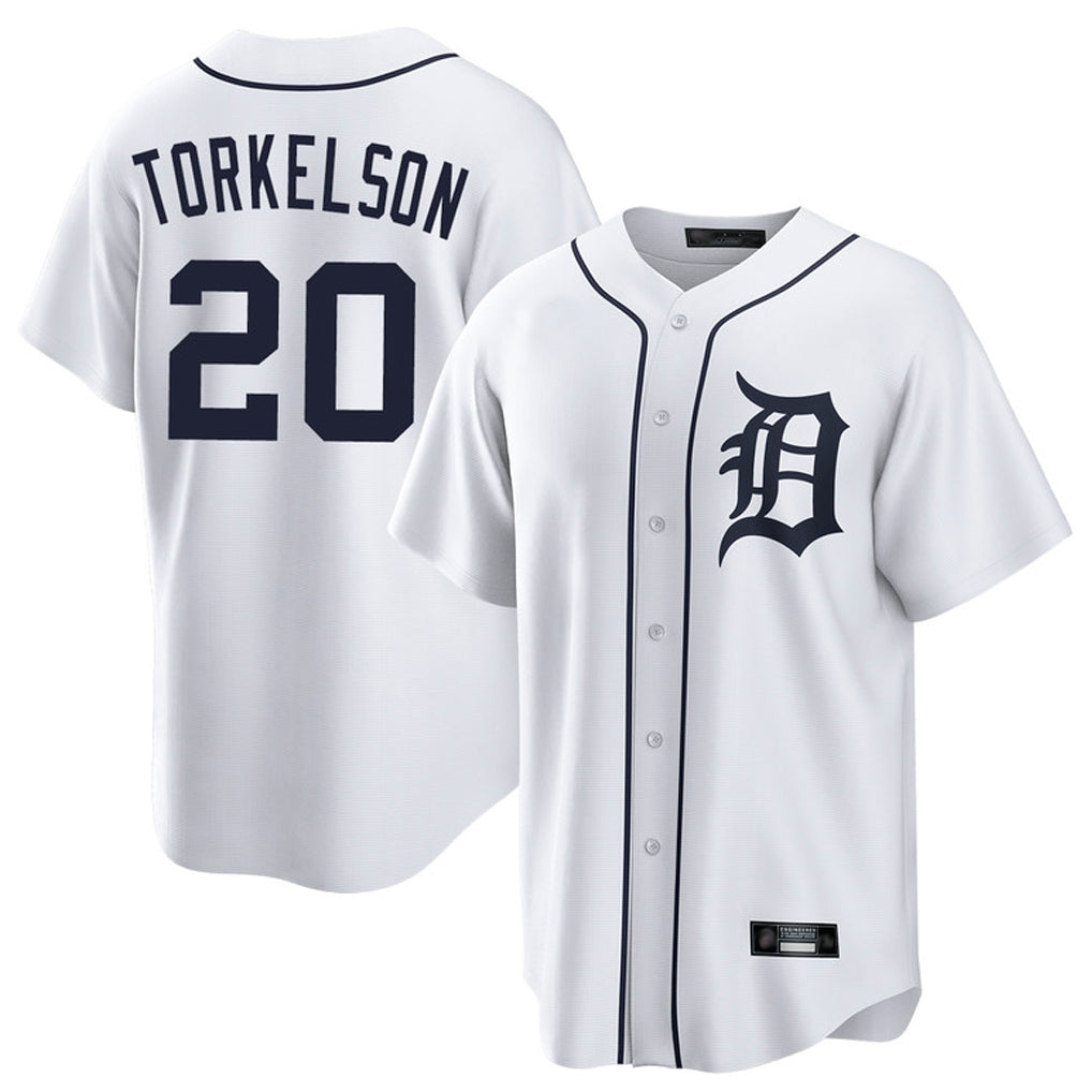 D.Tigers #20 Spencer Torkelson Player White Home Game Gdoa Stitched Jerseys