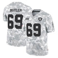LV.Raiders #69 Adam Butler Player Arctic Camo Salute To Service Limited Game Gdoa Stitched Jerseys
