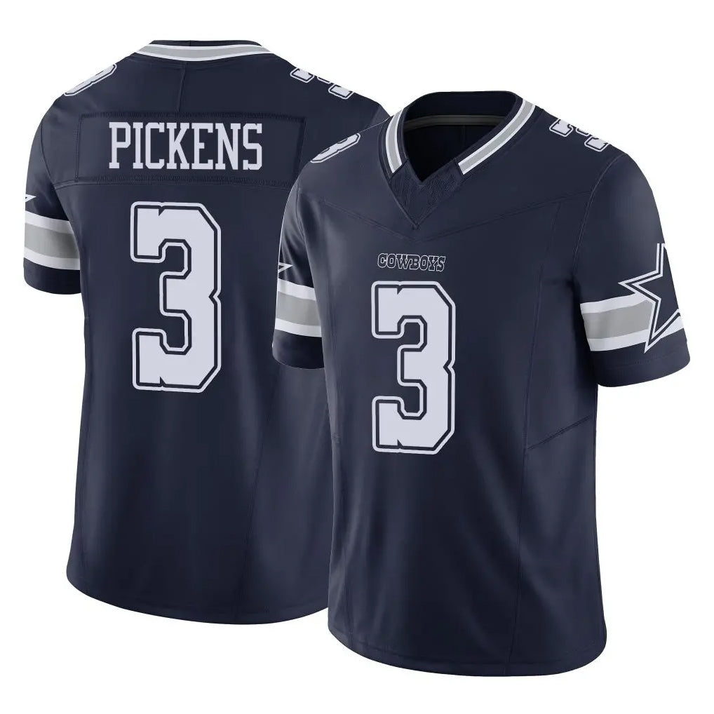 D.Cowboys #3 George Pickens Player Navy Limited Vapor F.U.S.E. Home Game Gdoa Stitched Jerseys