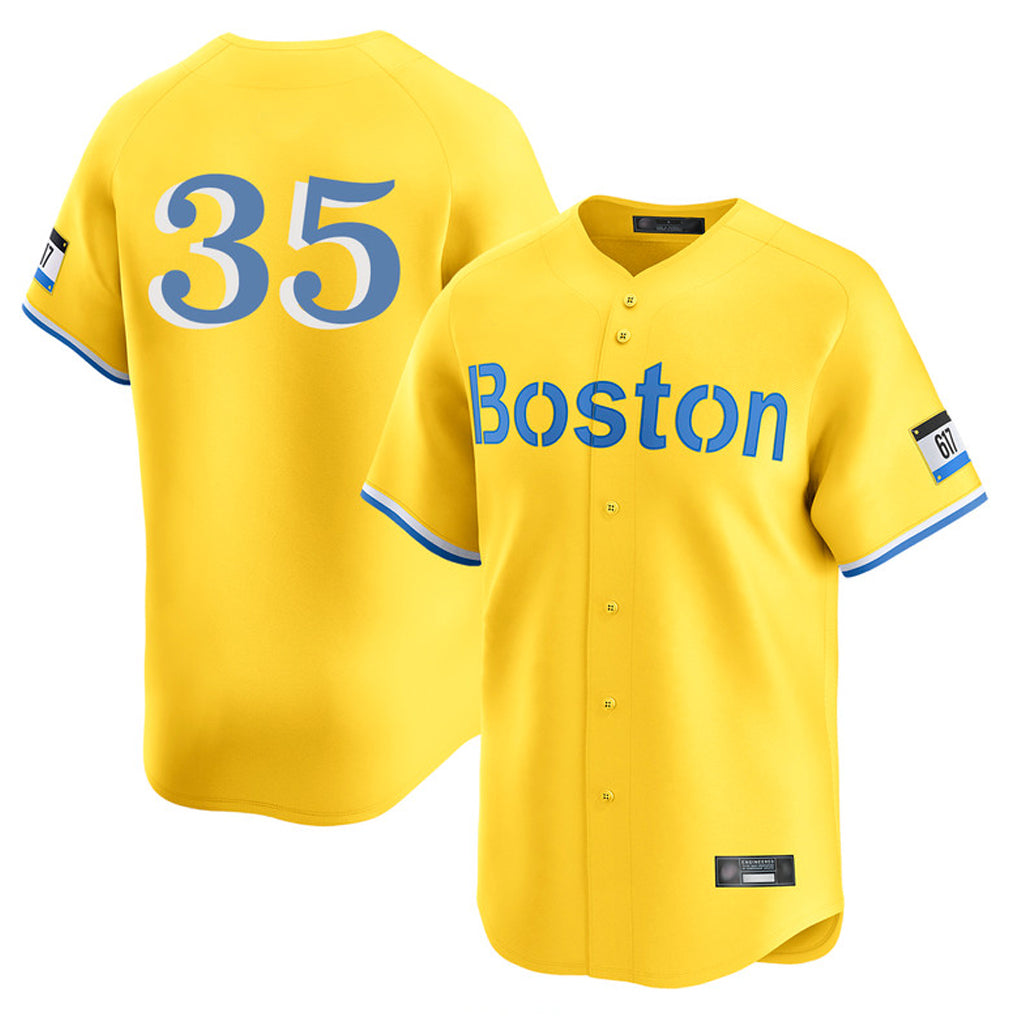 B.Red Sox #35 Garrett Crochet Player Yellow Limited Home Game Gdoa Stitched Jerseys