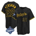 LA.Dodgers #22 Clayton Kershaw Player Black World Series Meet Snake Skin City Game Home Fdoa Stitched Jerseys
