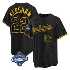 LA.Dodgers #22 Clayton Kershaw Player Black World Series Meet Snake Skin City Game Home Fdoa Stitched Jerseys