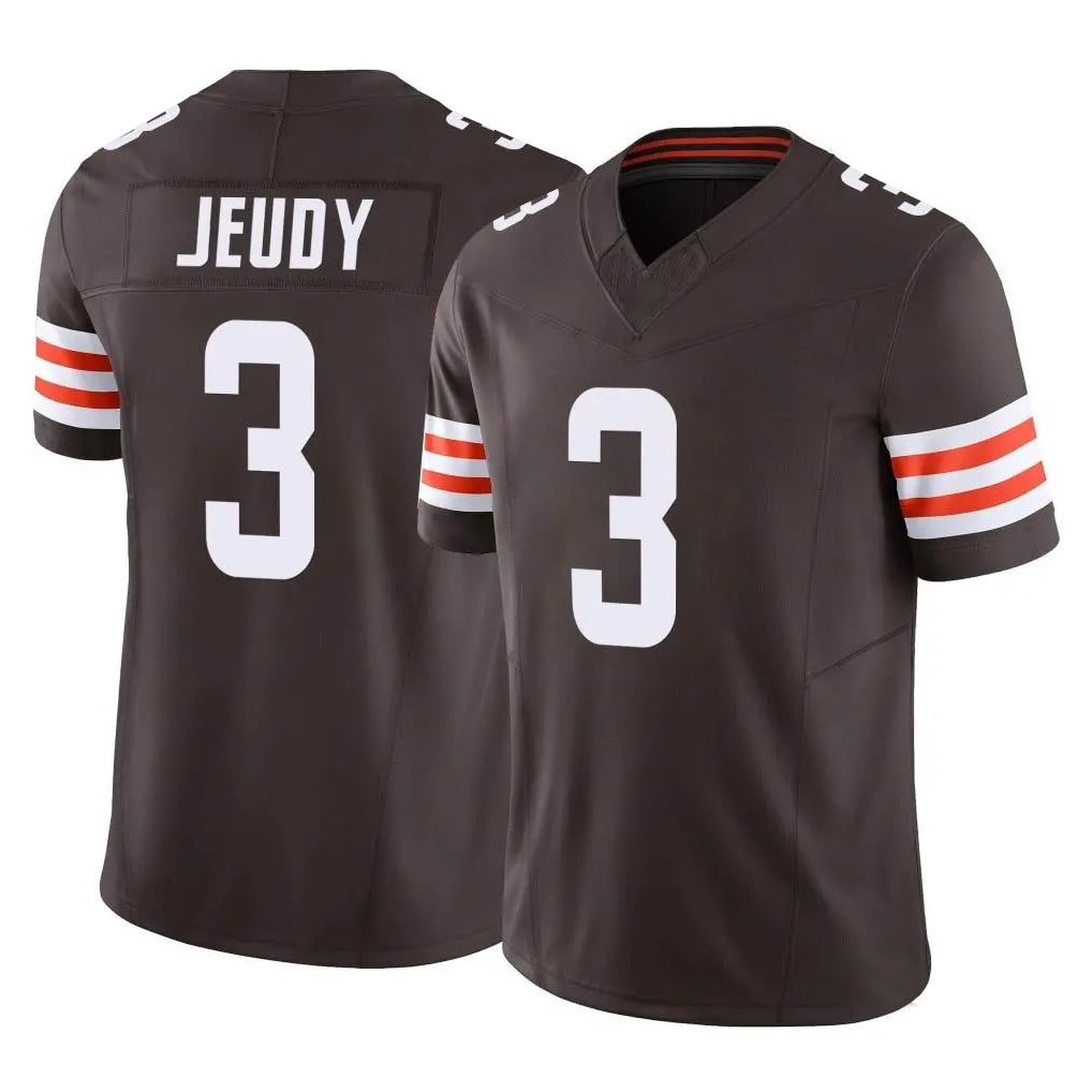 C.Browns #3 Jerry Jeudy Player Brown Vapor F.U.S.E. Limited Home Game Gdoa Stitched Jerseys