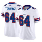 B.Bills #64 O'Cyrus Torrence Player White Vapor F.U.S.E. Jersey Limited Home Game Gdoa Stitched Jerseys