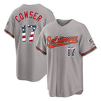 B.Orioles #17 Colton Cowser Player Gray USA 250 Fourth of July Home Game Gdoa Stitched Jerseys