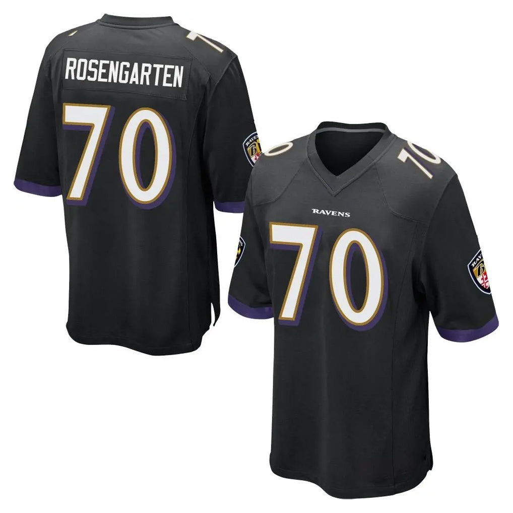 B.Ravens #70 Roger Rosengarten Player Black Home Game Gdoa Stitched Jerseys