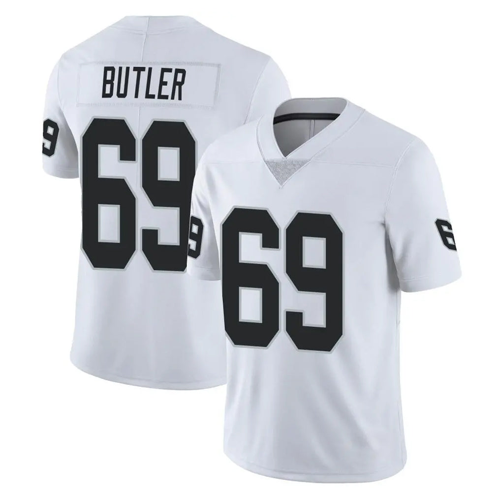 LV.Raiders #69 Adam Butler Player White Limited Vapor Untouchable Home Game Gdoa Stitched Jerseys