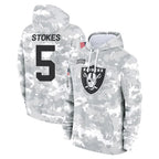 LV.Raiders #5 Eric Stokes Player Arctic Camo Salute to Service Hoodies Limited Game Gdoa Stitched Jerseys