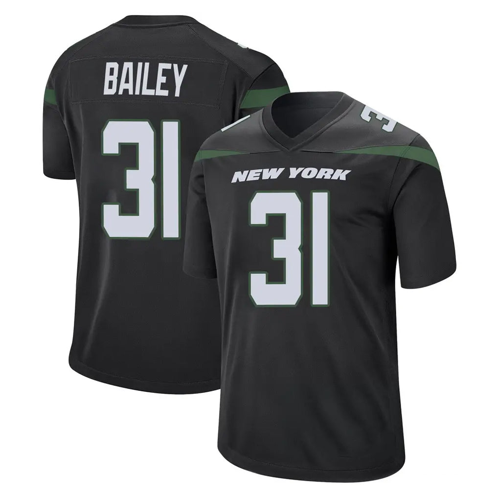 NY.Jets #31 David Bailey Player Stealth Black Home Game Gdoa Stitched Jerseys