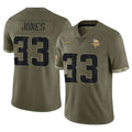 M.Vikings #33 Aaron Jones Sr. Player Olive Salute To Service Limited Gdoa Stitched Jerseys