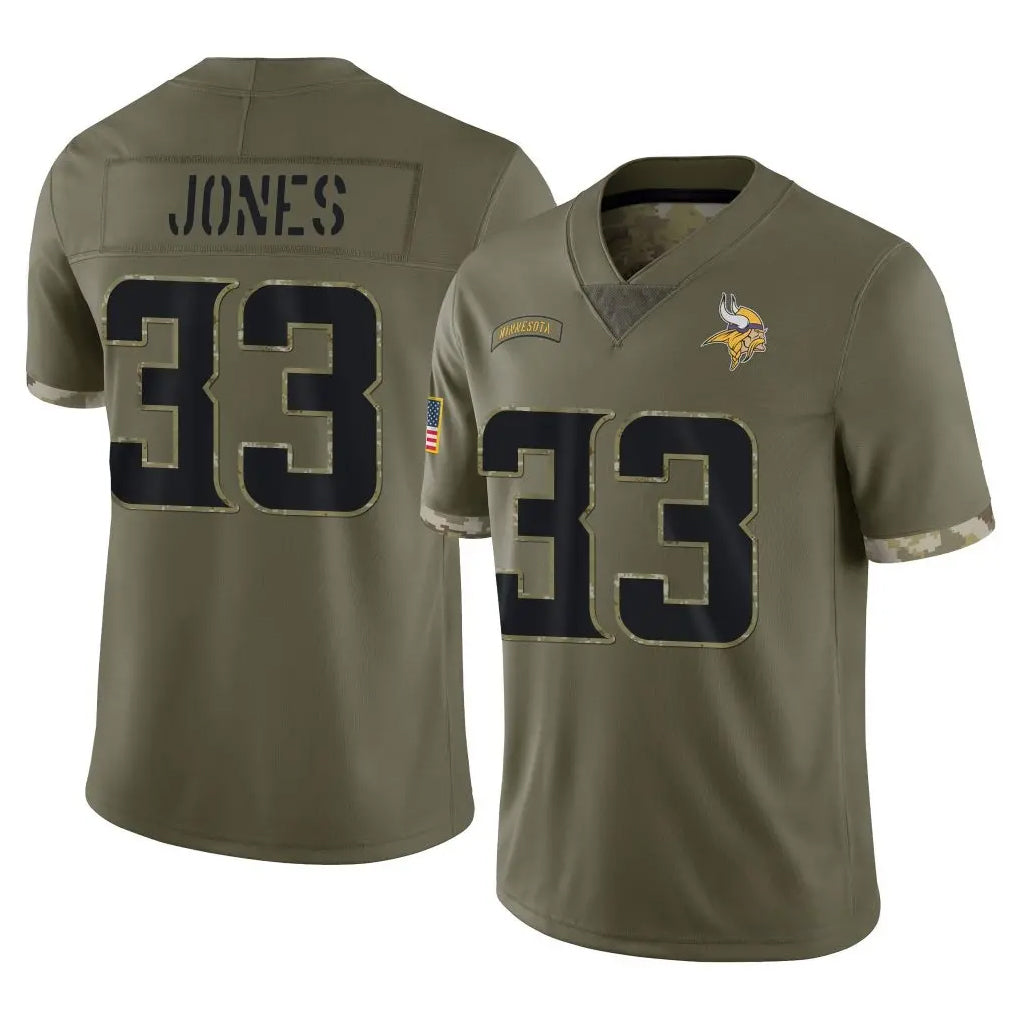 M.Vikings #33 Aaron Jones Sr. Player Olive Salute To Service Limited Gdoa Stitched Jerseys