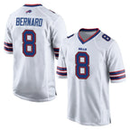 B.Bills #8 Terrel Bernard Player White Home Game Gdoa Stitched Jerseys