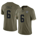 LV.Raiders #6 A.J. Cole Player Olive Salute To Service Limited Gdoa Stitched Jerseys