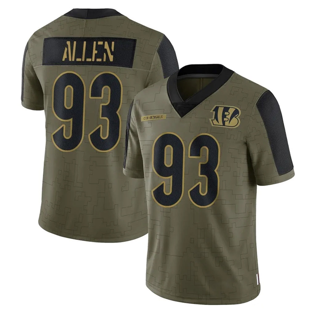 C.Bengals #93 Jonathan Allen Player Olive Salute to Service Game Gdoa Stitched Jerseys