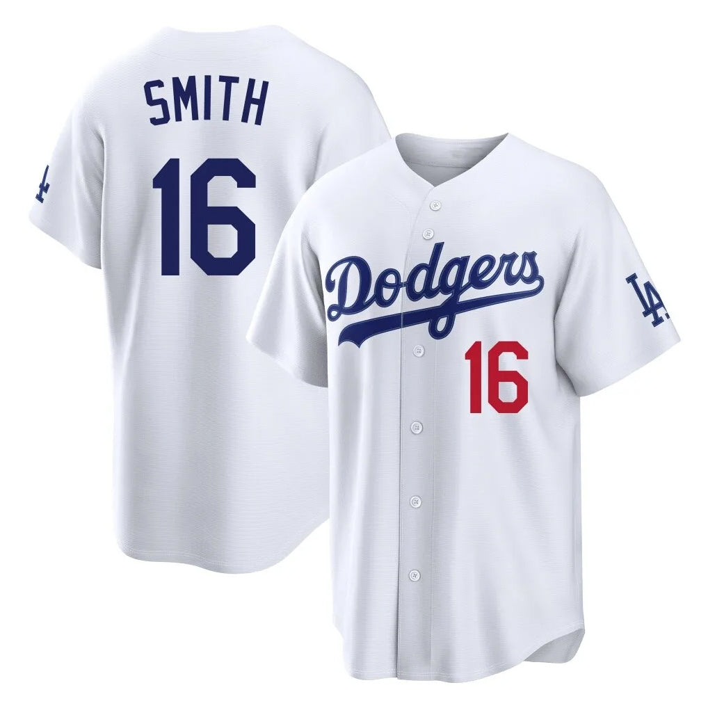 LA.Dodgers #16 Will Smith Player White Home Game Fdoa Stitched Jerseys