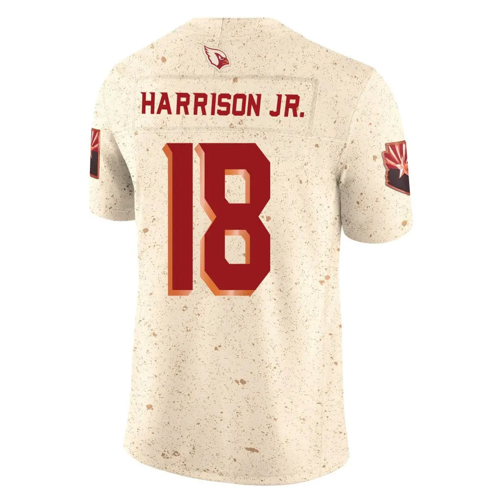 A.Cardinals #18 Marvin Harrison Jr. Player Cream Rivalries Collection Vapor Limited Home Game Gdoa Stitched Jerseys