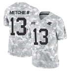 C.Panthers #13 John Metchie III Player Arctic Camo Salute to Service Limited Game Gdoa Stitched Jerseys