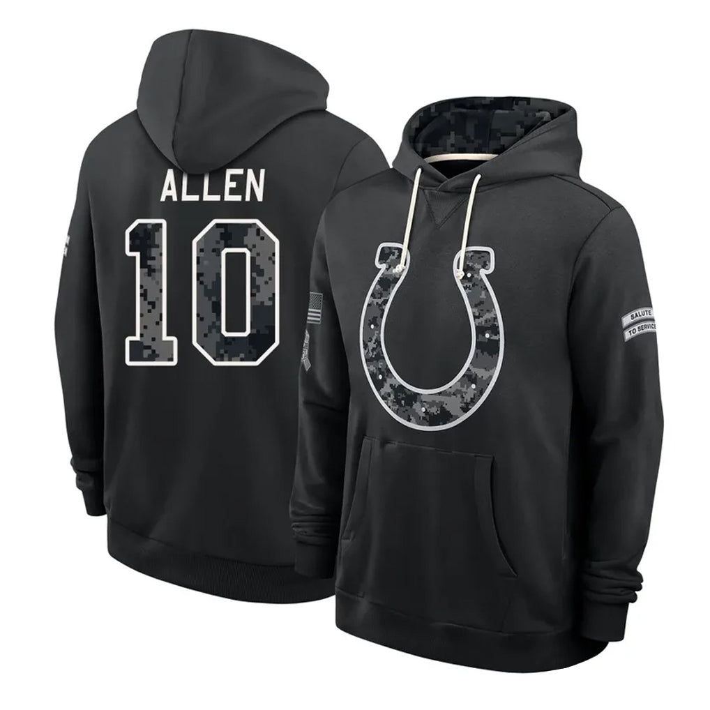 IN.Colts #10 Keenan Allen Player 2026 Black Logo Pullover Hoodies Limited Game Gdoa Stitched Jerseys