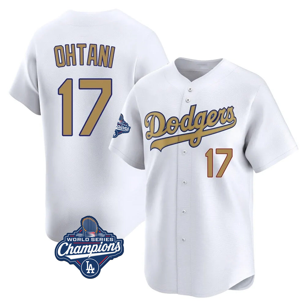 LA.Dodgers #17 Shohei Ohtani Player Gold World Series Meet Collection Limited Home Fdoa Stitched Jerseys