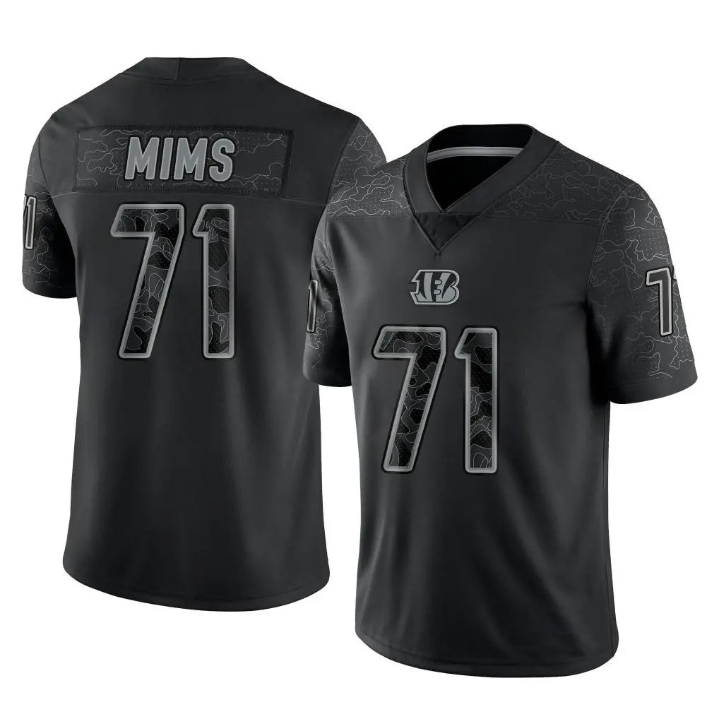 C.Bengals #71 Amarius Mims Player Black Reflective Limited Game Gdoa Stitched Jerseys