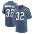NE.Patriots #32 TreVeyon Henderson Player Blue Rivalries Collection Home Game Gdoa Stitched Jerseys