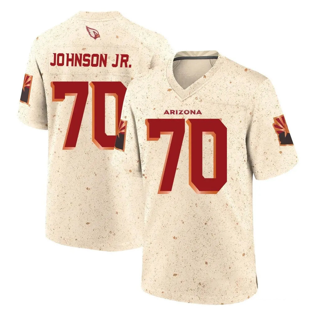 A.Cardinals #70 Paris Johnson Jr. Player Cream Rivalries Collection Game Gdoa Stitched Jerseys