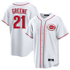 C.Reds #21 Hunter Greene Player White Game Home Gdoa Stitched Jerseys