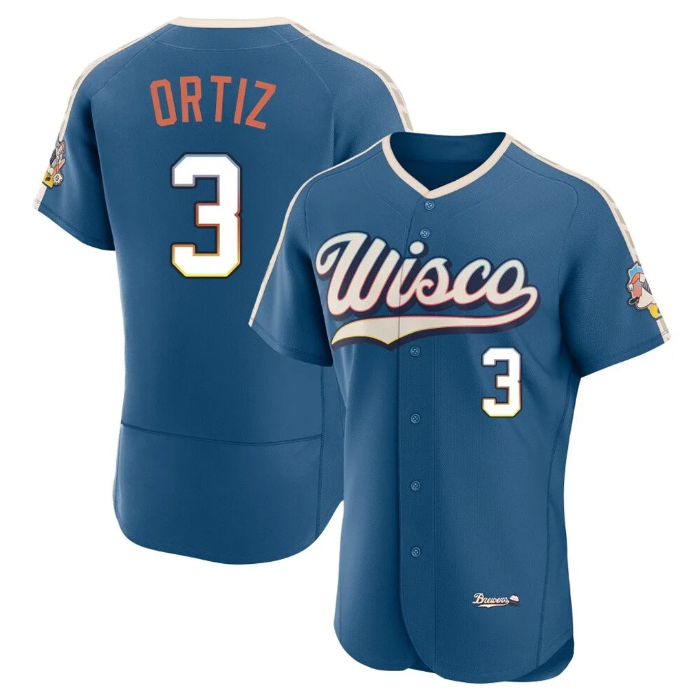 M.Brewers #3 Joey Ortiz Player Blue 2026 City Connect Home Limited Elite Fdoa Stitched Jerseys