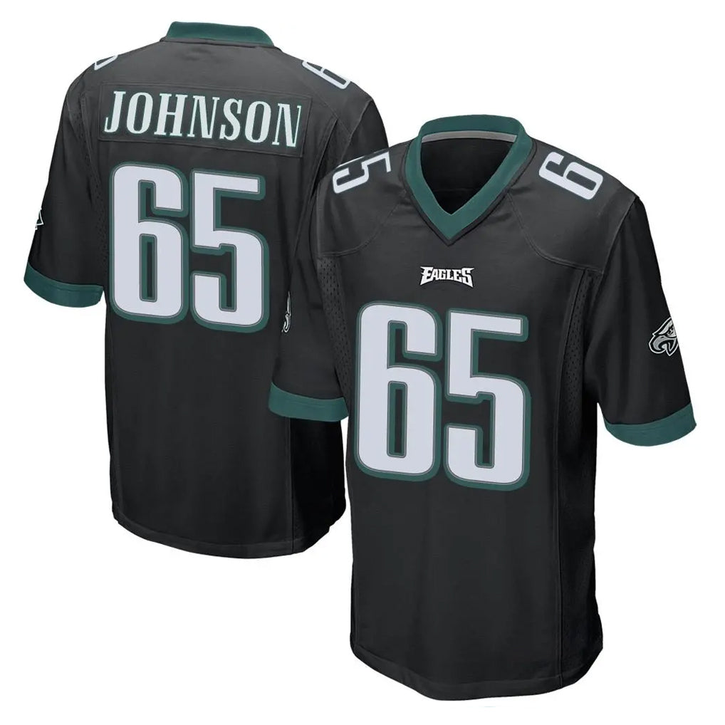 P.Eagles #65 Lane Johnson Player Black Home Game Gdoa Stitched Jerseys
