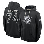 M.Dolphins #74 Kadyn Proctor Player 2026 Black Logo Pullover Hoodies Limited Game Gdoa Stitched Jerseys