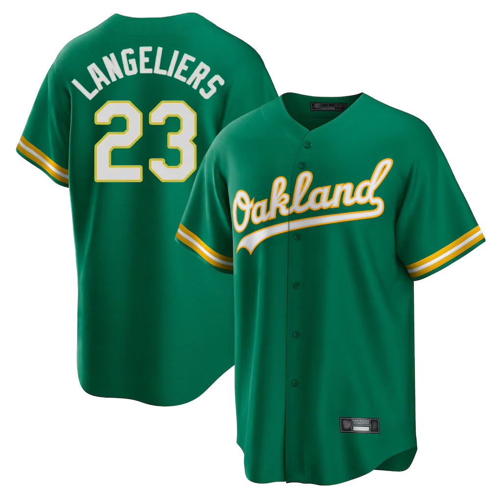 Athletics #23 Shea Langeliers Player Kelly Green Home Game Gdoa Stitched Jerseys