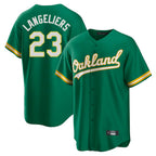 Athletics #23 Shea Langeliers Player Kelly Green Home Game Gdoa Stitched Jerseys