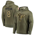 A.Falcons #8 Kyle Pitts Sr. Player Olive Salute to Service Club Fleece Hoodie Gdoa Stitched Jerseys