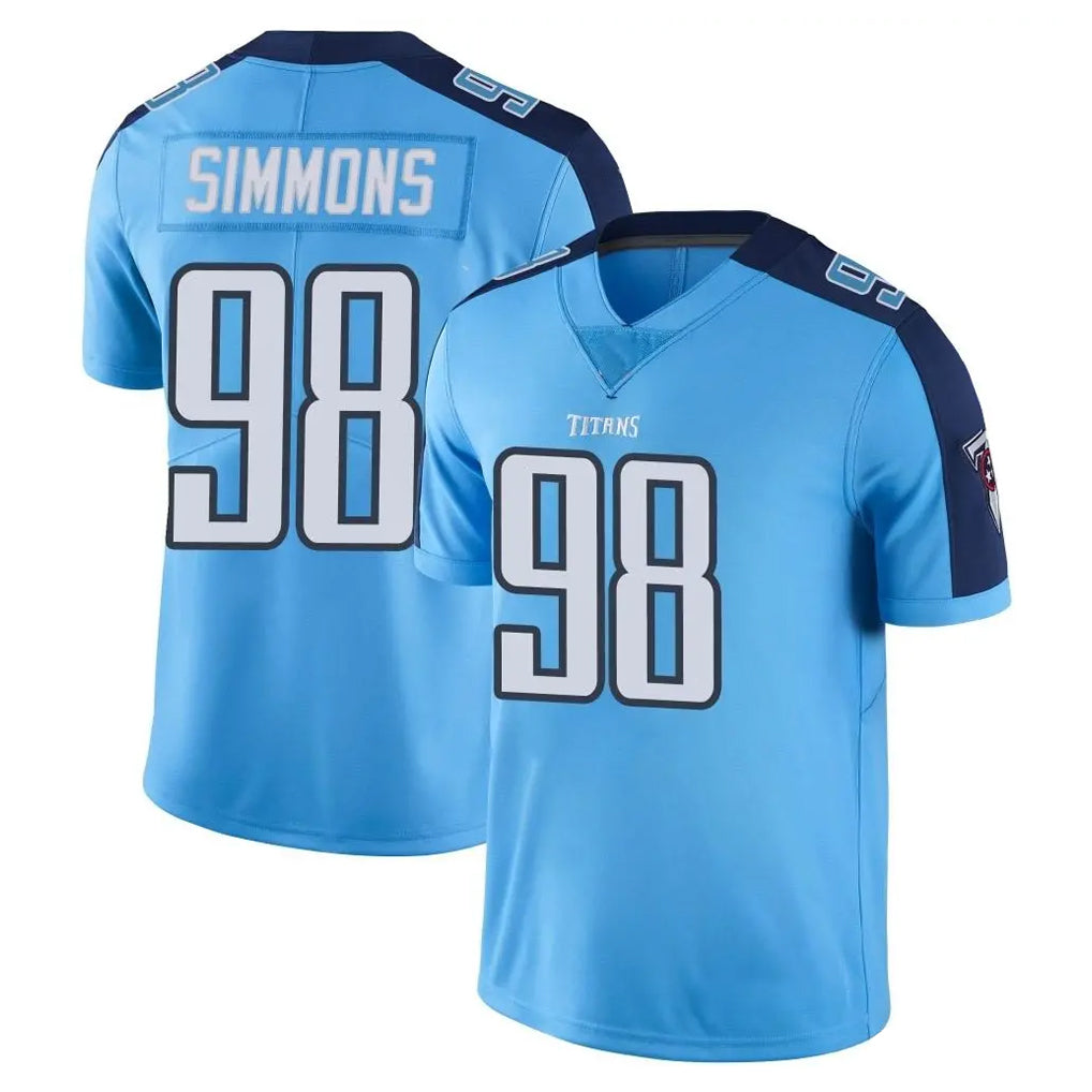 T.Titans #98 Jeffery Simmons Player Light Blue Limited Color Rush Home Game Gdoa Stitched Jerseys